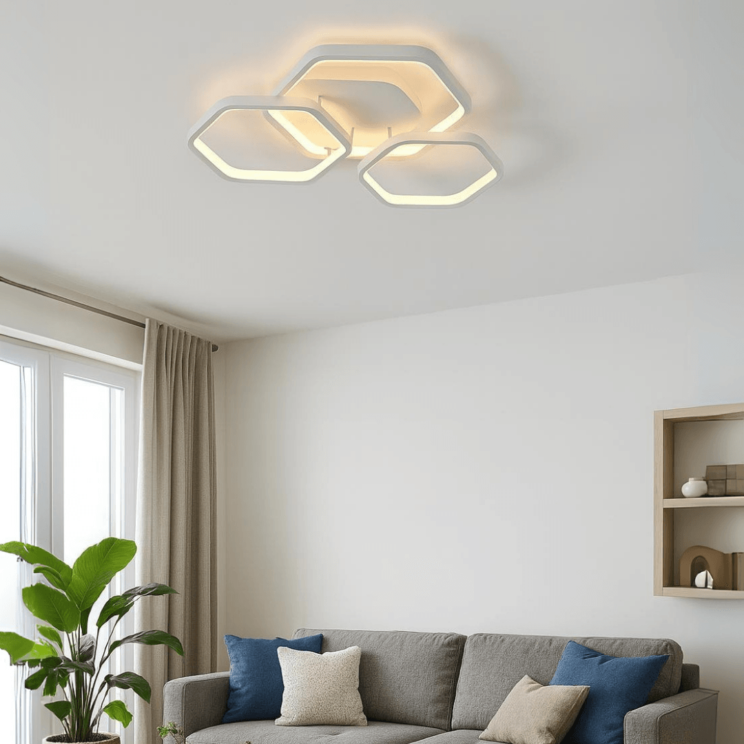 Cross Mimari Tasarım 3'Lü 3 Renk Ledli Plafonyer Modern Ledli Avize Led Avize