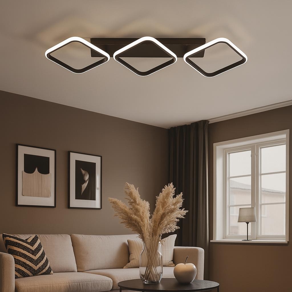 Alvin Mimari Tasarım 3 Renk Ledli Sıralı Modern  3'Lü Ledli Avize Plafonyer Led Avize