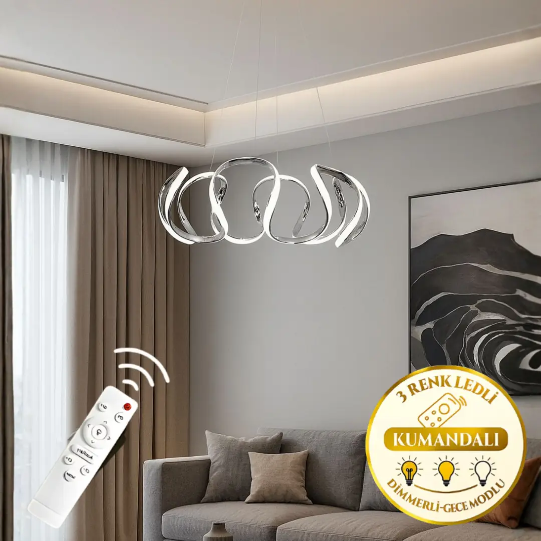 Dora Özel Lüks Krom Kaplamalı Uzaktan Kumandalı 3 Renk Ledli
