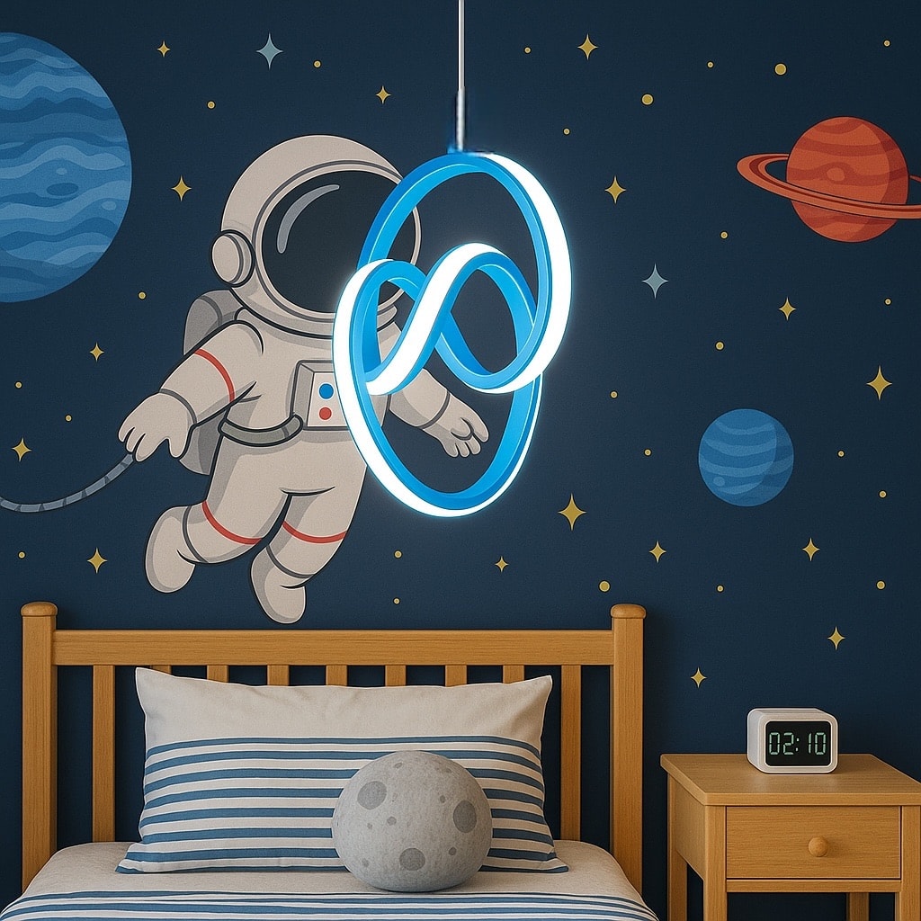 Trend Mavi Modern Ultra Süper Beyaz Ledli Avize Çocuk Odası Avizesi