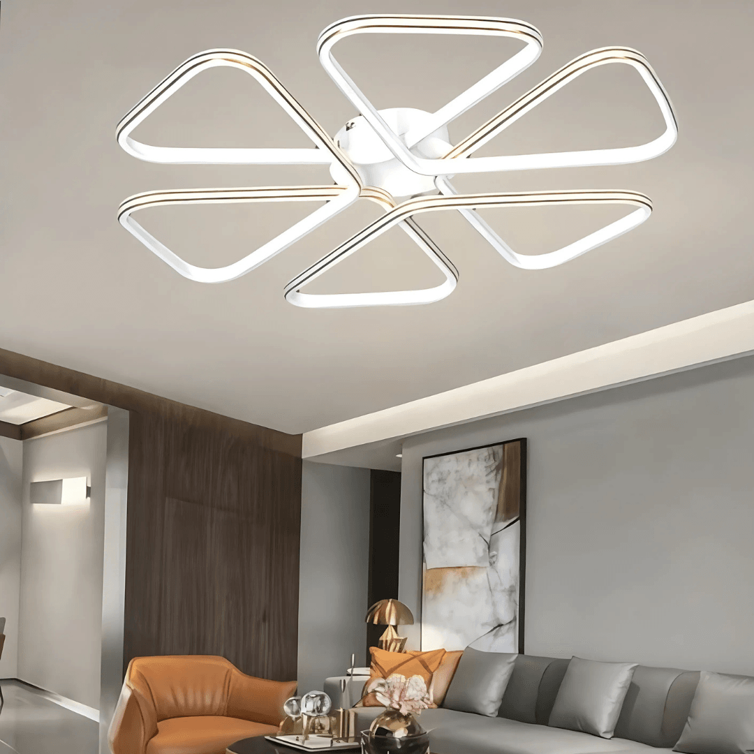 Aden Beyaz  Modern Tasarım Gold Çizgili Plafonyer Ultra Power Beyaz Ledli Avize