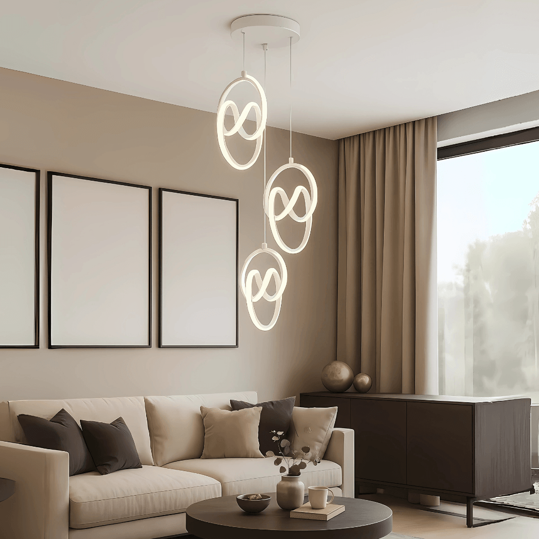 Trend 3'Lü Beyaz Sarkık Power Beyaz Ledli Avize Modern Led Avize