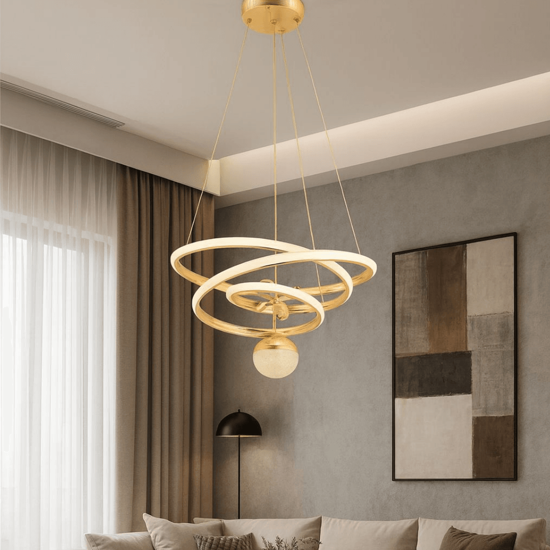 Viyana Gold Kaplama 3 Renk Ledli Modern Özel Tasarım Sarkıt Ledli Avize