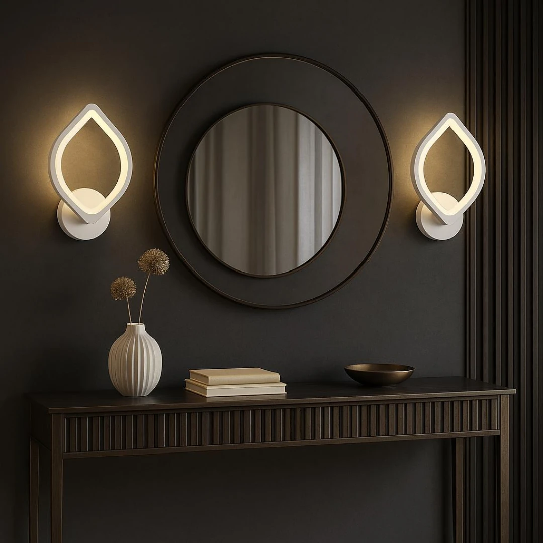 MS53005-1 Beyaz Mimari 3 Renk Ledli Modern Aplik-Takım 2 Adet