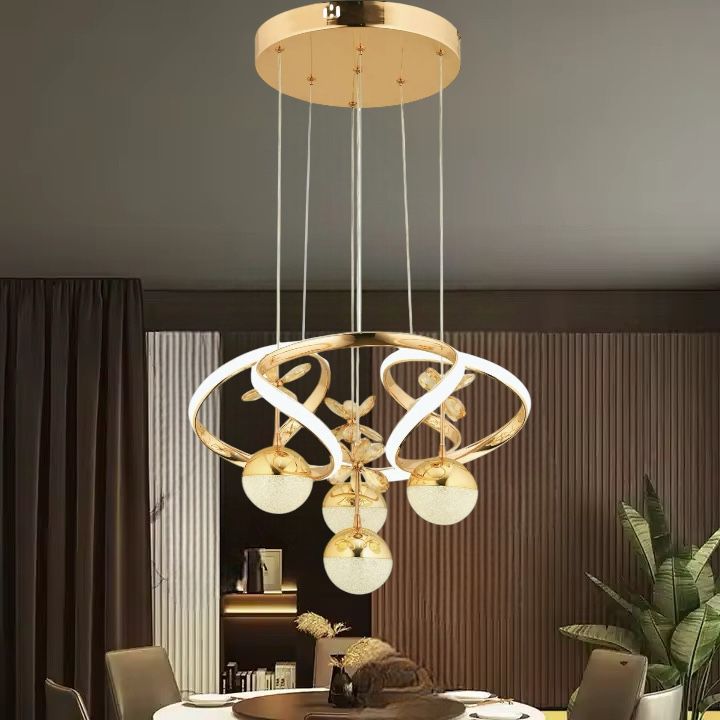 Elit Gold 3 Renk Ledli Modern Özel Tasarım Sarkıt Ledli Avize Salon Avizesi Led Avize