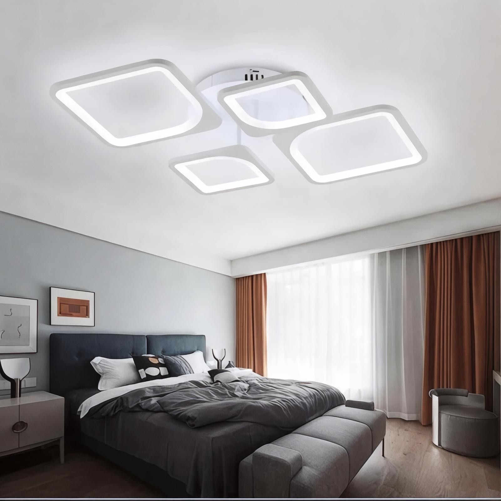 MS72005-2+2 Beyaz Plafonyer Lüks Modern 4'LÜ Günışığı Ledli Avize
