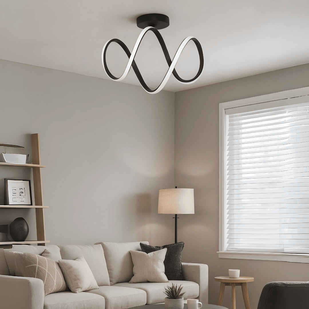 Dolce Modern Siyah Plafonyer Ultra Power Beyaz Ledli Avize