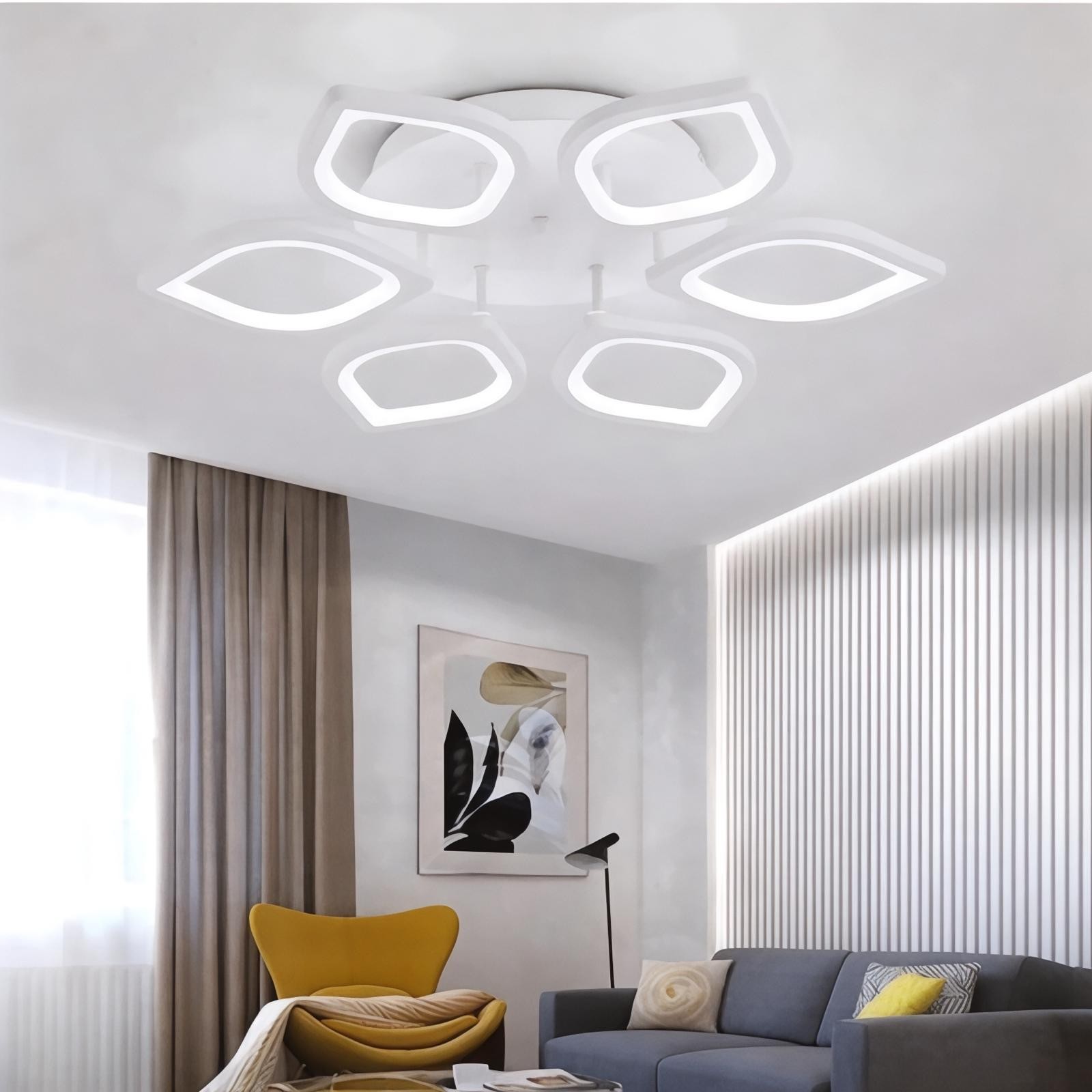 MS53005-6 Beyaz Plafonyer Lüks Modern 6'LI Günışığı Ledli Avize