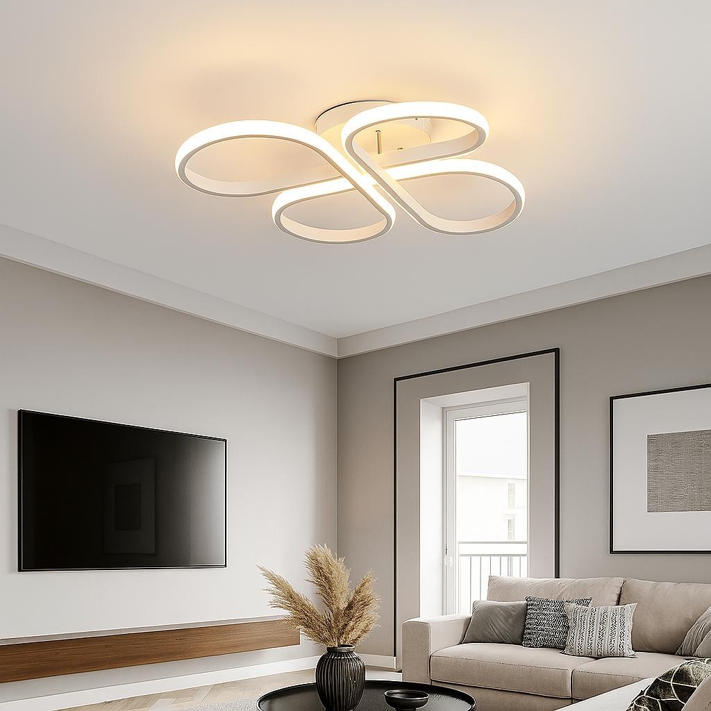 Bohem Beyaz Plafonyer  Ultra Power Beyaz Ledli Avize  Modern Led Avize-Çap 50 cm