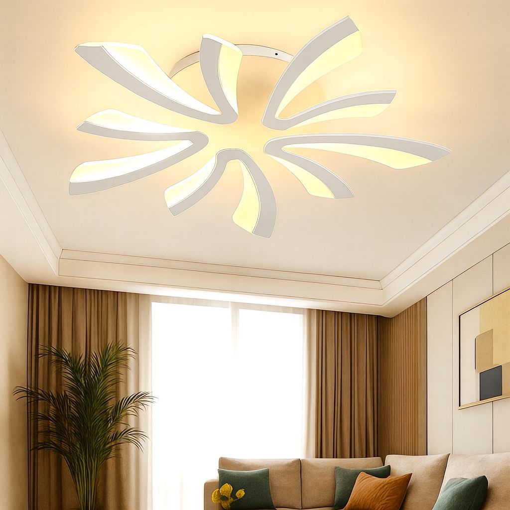 MS59005-5 Modern 3 Renk Ledli Plafonyer Beyaz Lüks 5'Lİ Ledli Avize