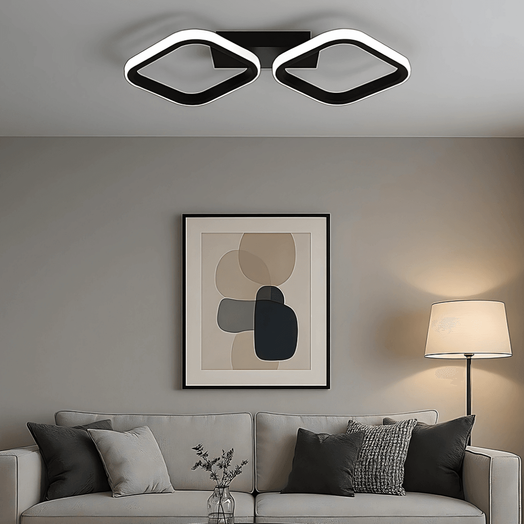 Alvin Mimari Tasarım 3 Renk Ledli Sıralı Modern  2'Li Ledli Avize Plafonyer Led Avize