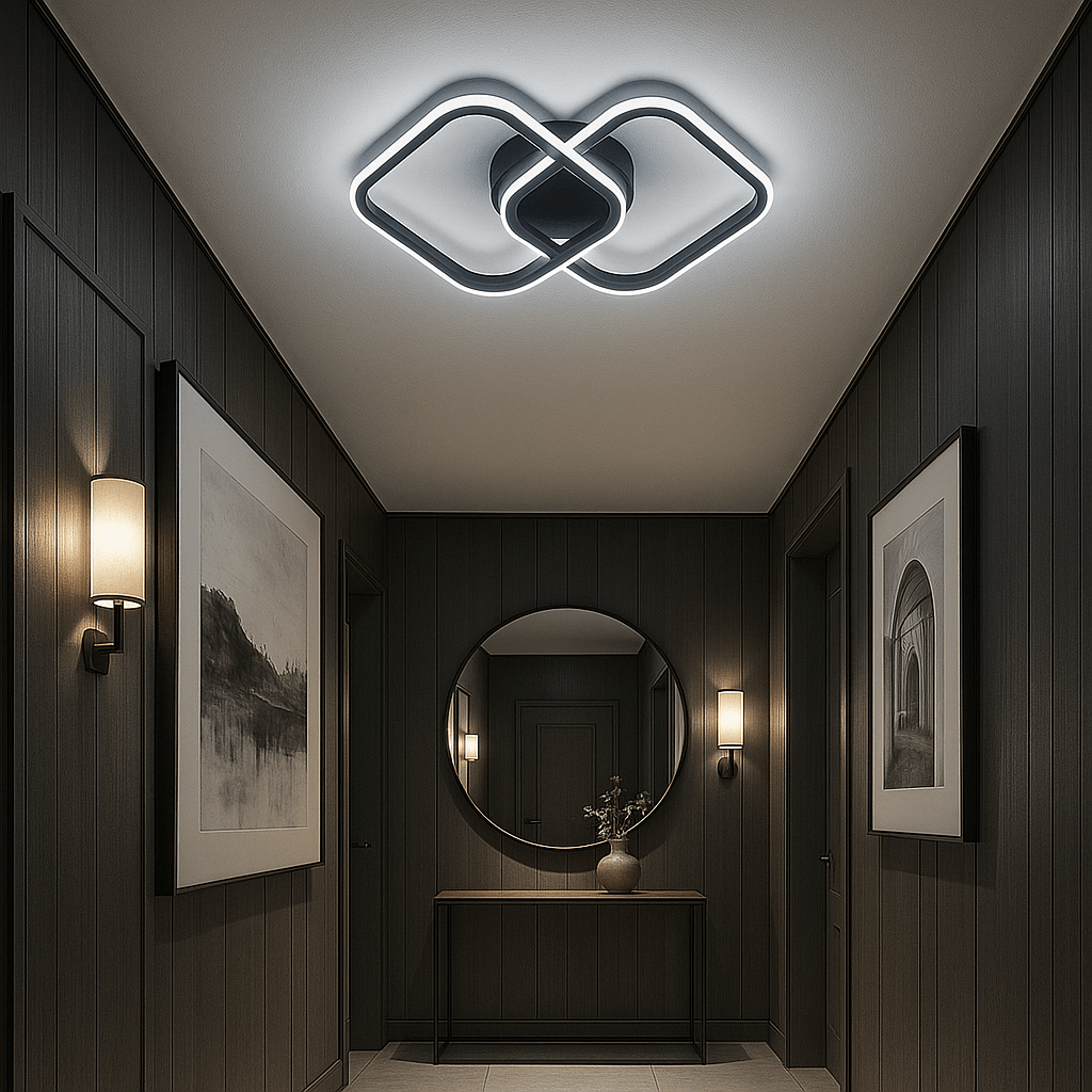 Henna Siyah Kare Hol Koridor Giriş Yeni Ultra Süper Beyaz Ledli Avize