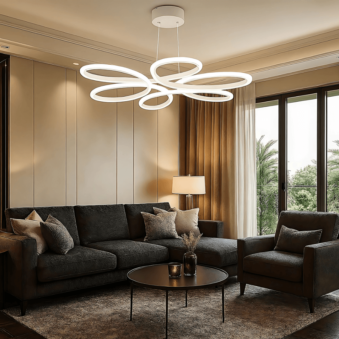 Lupin Beyaz Sarkık Power Beyaz Ledli Avize Modern Led Avize-Çap 60 cm