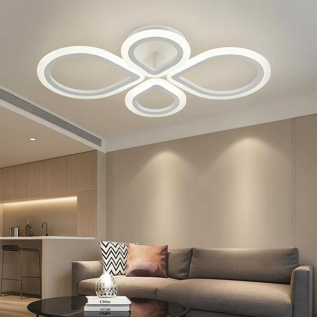 MS54005-4 Modern 3 Renk  Plafonyer Beyaz Lüks  4'LÜ Ledli Avize