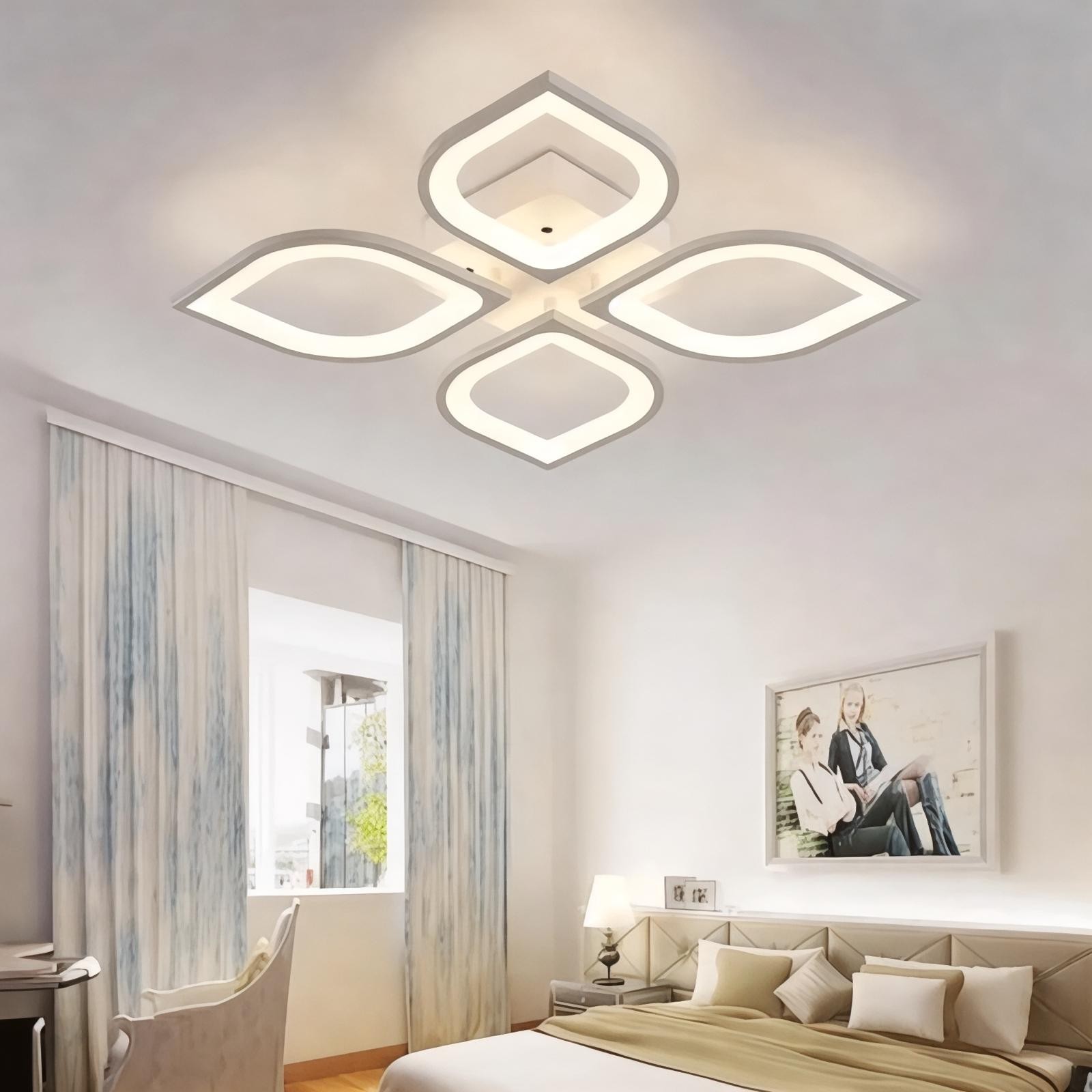 MS53005-4 Beyaz Kare Plafonyer Lüks Modern 4'lü Günışığı Ledli Avize