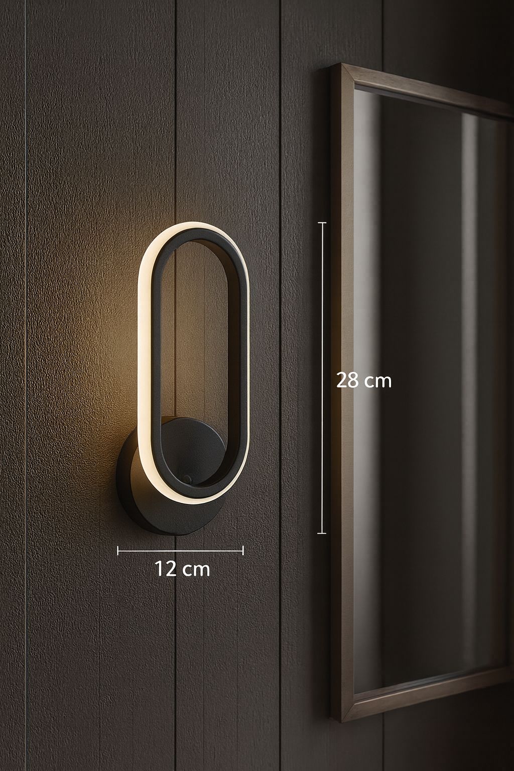 Hermes Siyah Mimari Tasarım Dekoratif Beyaz Ledli Aplik-Takım 2 Adet