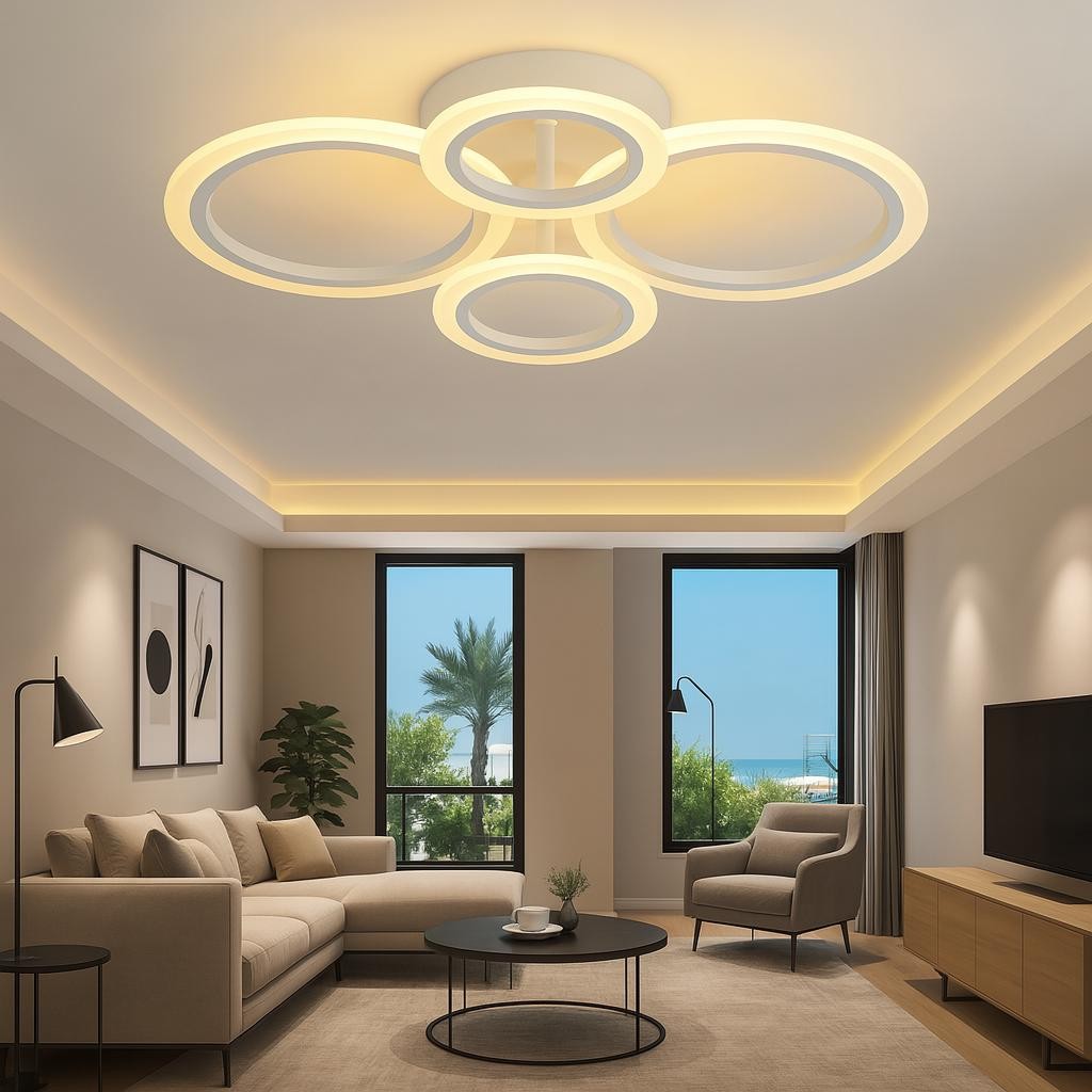 MS38005-4 Modern 3 Renk Ledli  Plafonyer Lüks Beyaz 4'lü Ledli Avize
