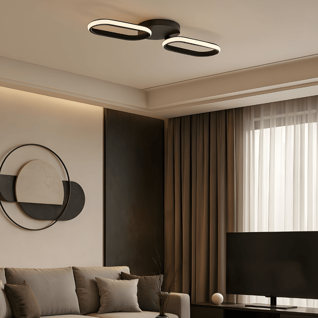 Hermes Modern Siyah 2'Li Plafonyer Ultra Power Beyaz Ledli Avize