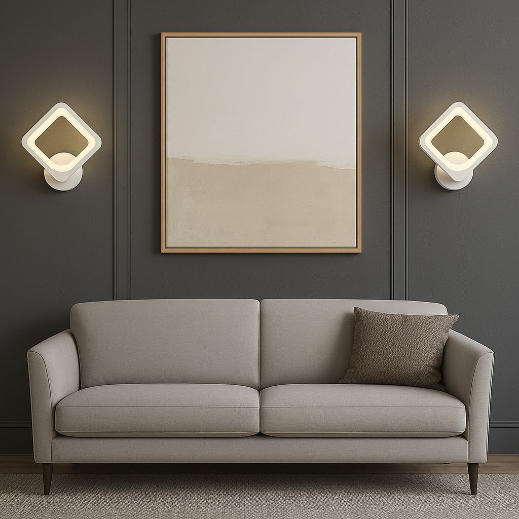 MS72006-1 Beyaz Mimari 3 Renk Ledli Modern Aplik-Takım 2 Adet