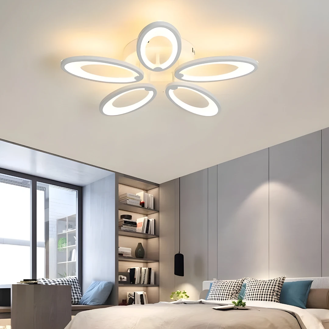 MS31005-5  Modern 3 Renk Ledli Plafonyer Beyaz Lüks 5'Lİ Ledli Avize