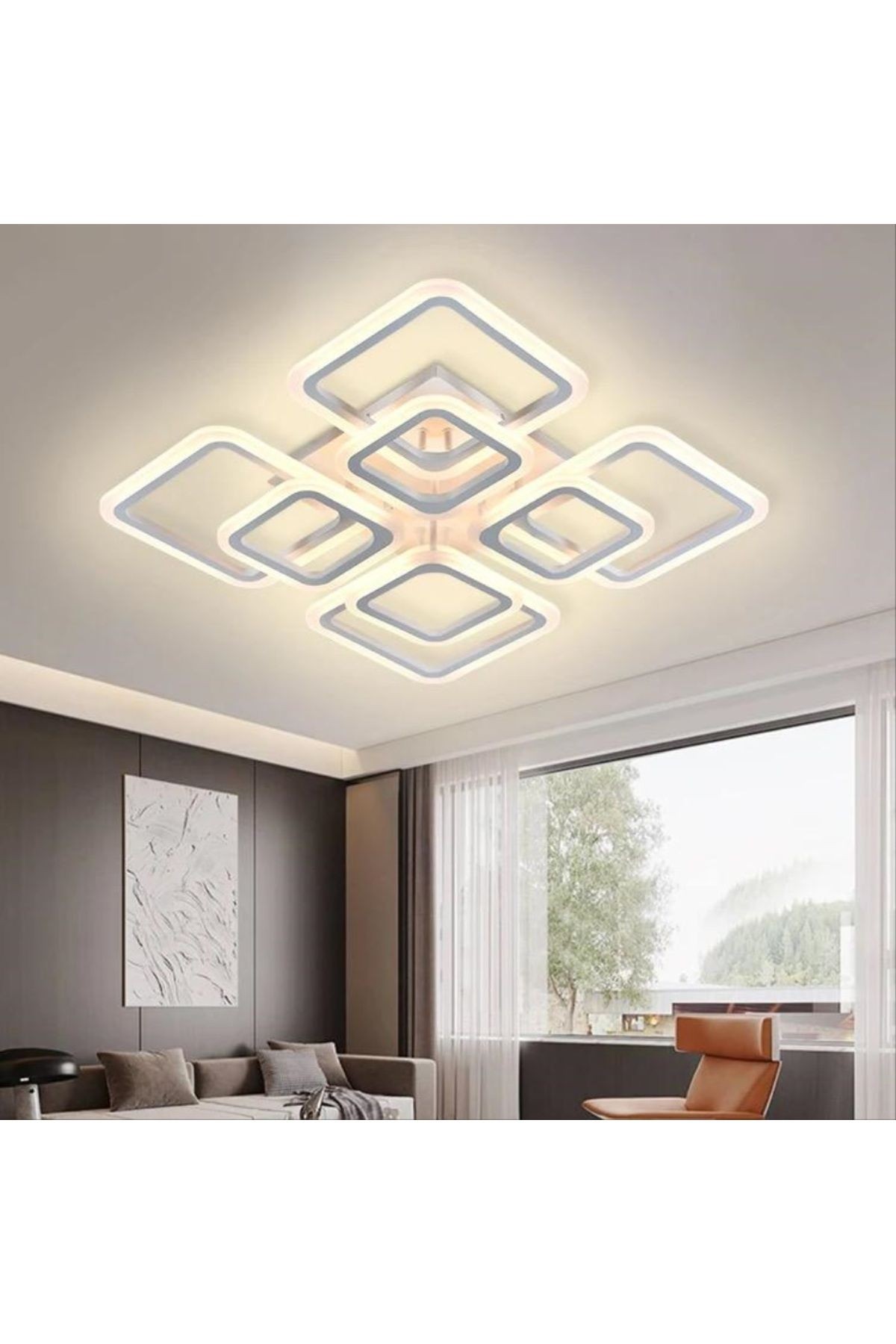 MS72005- 4+4 Beyaz Plafonyer Lüks Modern 8'Lİ Günışığı Ledli Avize