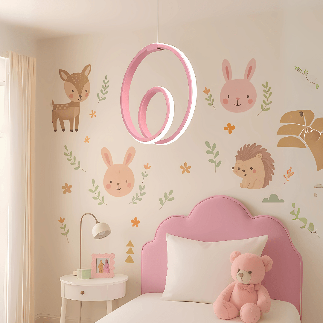 Orcen Pembe Modern Beyaz Ledli Avize Genç Çocuk Odası Avizesi