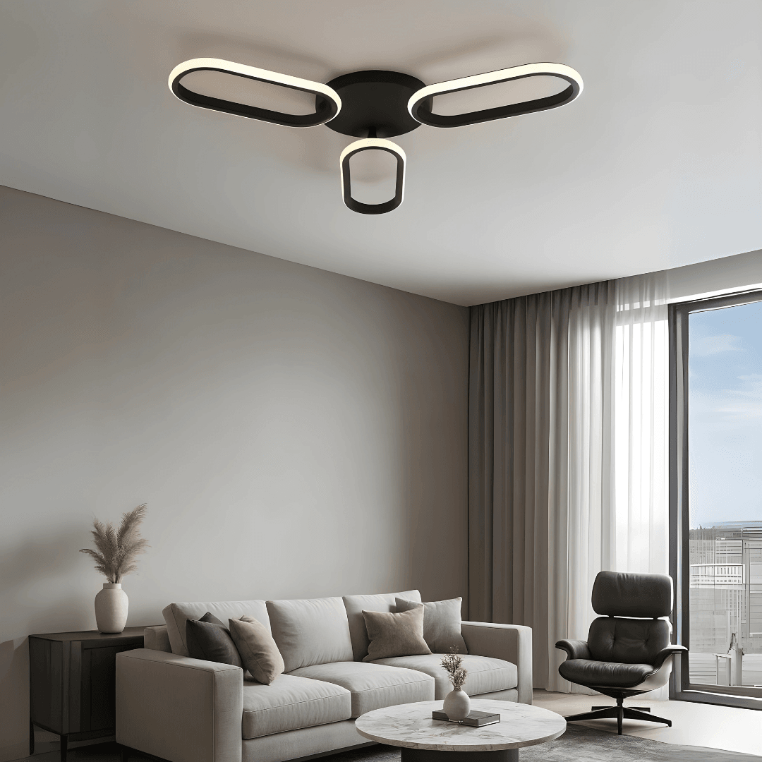 Hermes Siyah Modern Ultra Power Beyaz Ledli Plafonyer Ledli Avize