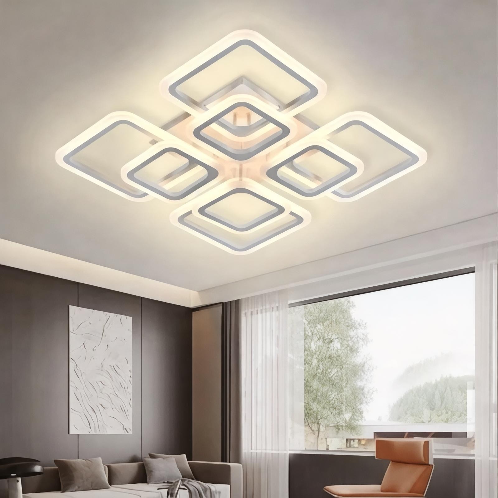 MS72005- 4+4 Beyaz Plafonyer Lüks Modern 8'Lİ Günışığı Ledli Avize