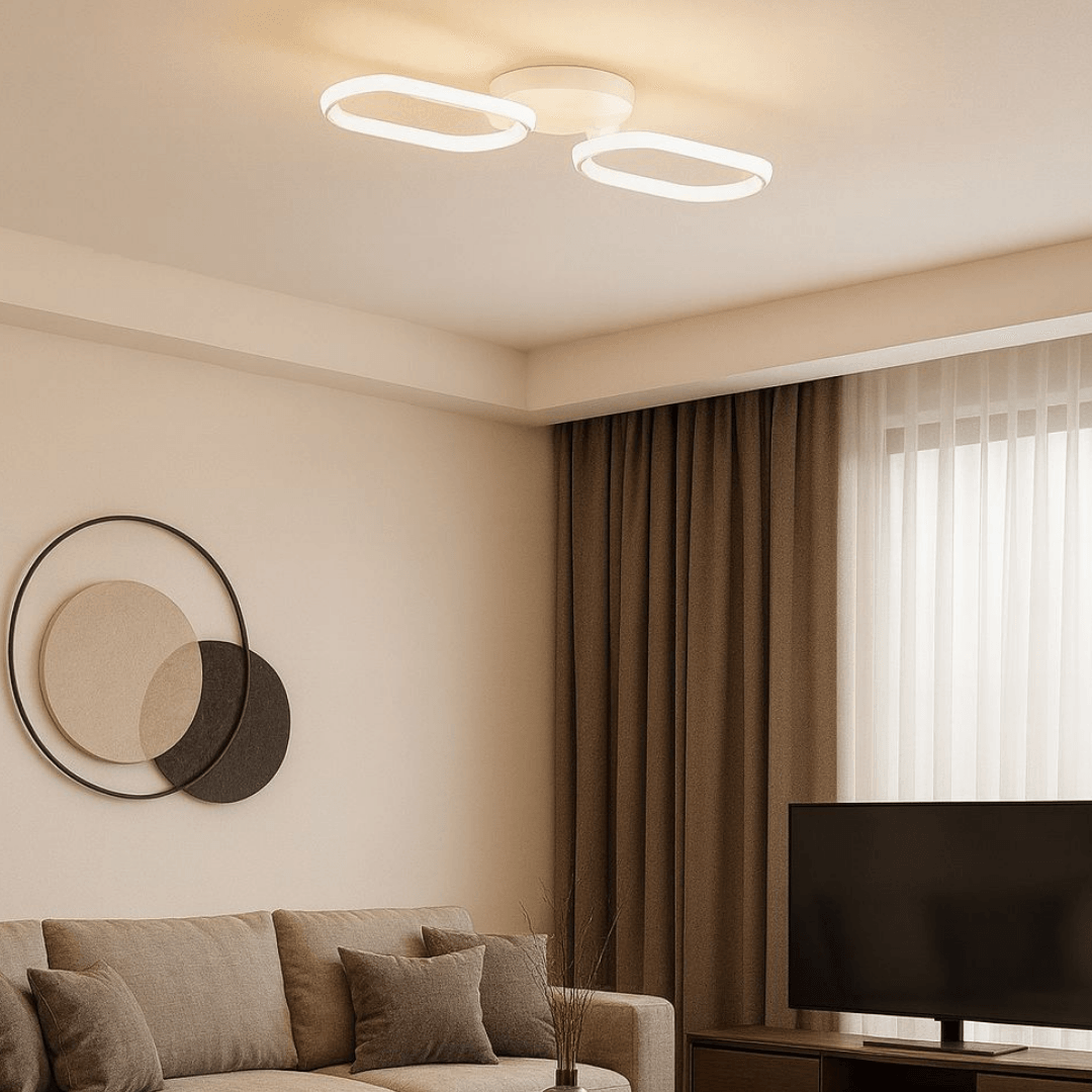 Hermes Modern Beyaz 2'Li Plafonyer Ultra Power Beyaz Ledli Avize