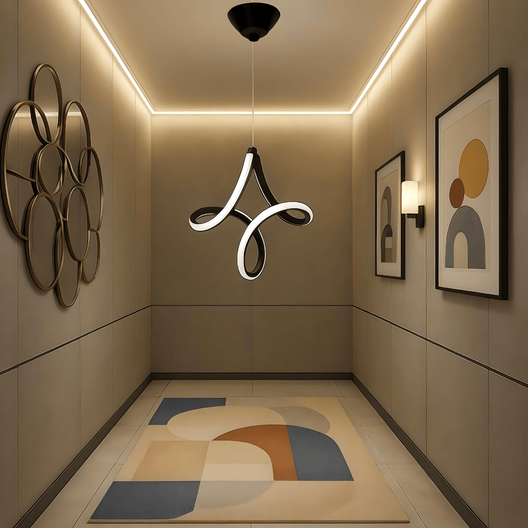 Yıldız Mimari Tasarım Siyah Modern Ultra Power Beyaz Ledli Avize