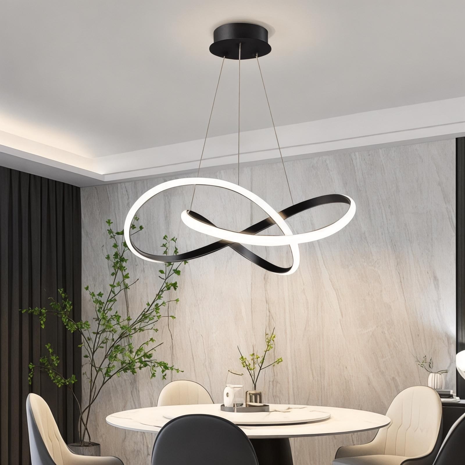 Venedik Siyah Ultra Power Beyaz Ledli Avize Sarkık Modern Led Avize