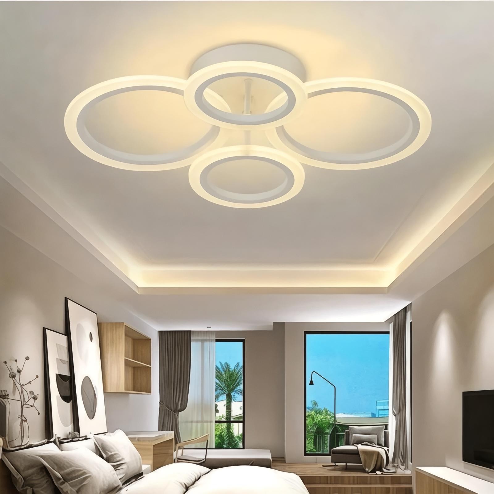 MS38005-4 Beyaz Plafonyer Lüks Modern 4'LÜ Günışığı Ledli Avize
