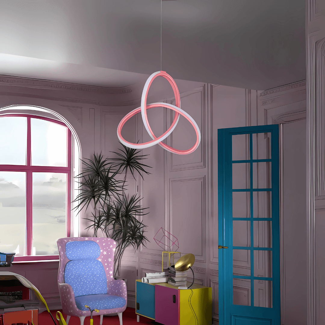 Asya Pembe Modern Beyaz Ledli Avize Genç Çocuk Odası Avizesi Led Avize