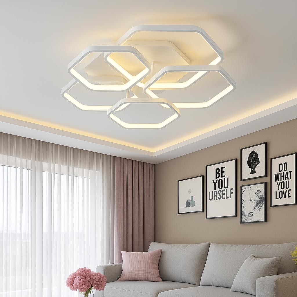 Cross Mimari Tasarım 5'Li 3 Renk Ledli Plafonyer Modern Ledli Avize  Led Avize