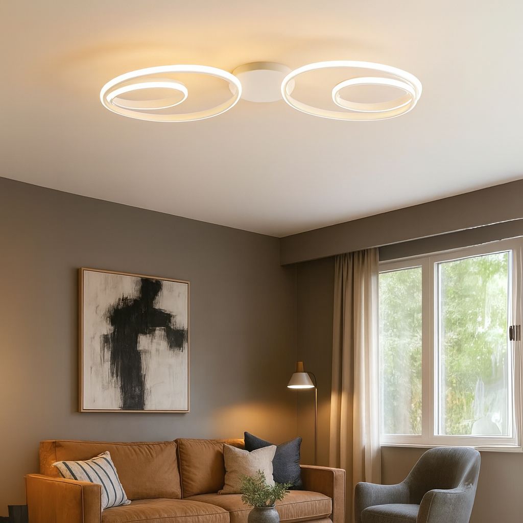 Lucca Modern Beyaz 2'Li Plafonyer Ultra Power Beyaz Ledli Avize