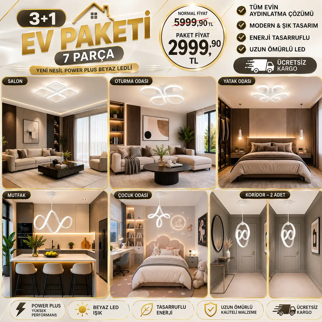 Premio Avantajlı Ledli Avize Paketi Beyaz