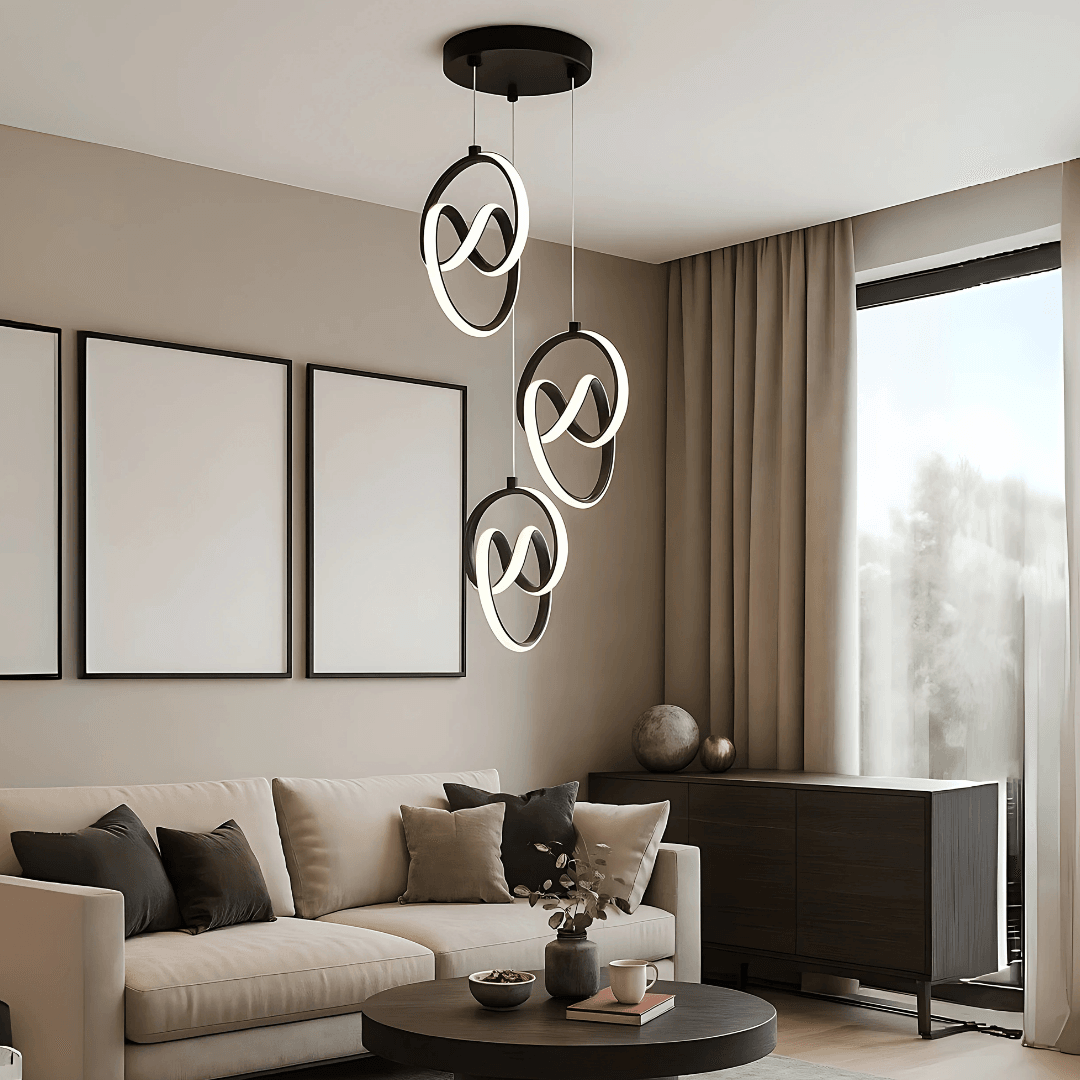 Trend 3'Lü Siyah Sarkık Power Beyaz Ledli Avize Modern Led Avize