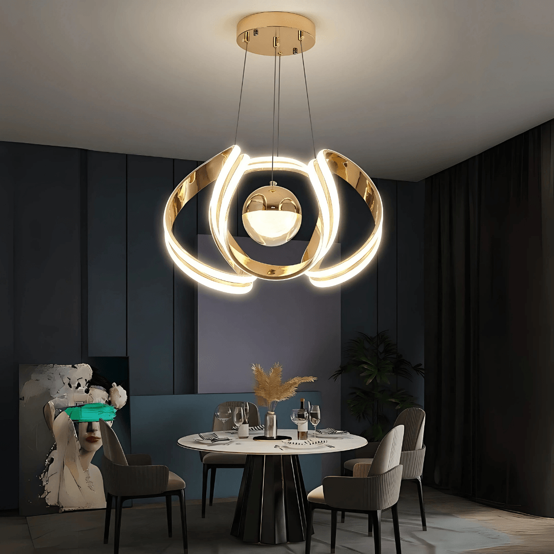 Angel Gold  3 Renk Ledli Modern Özel Tasarım Sarkıt Ledli Avize Salon Avizesi