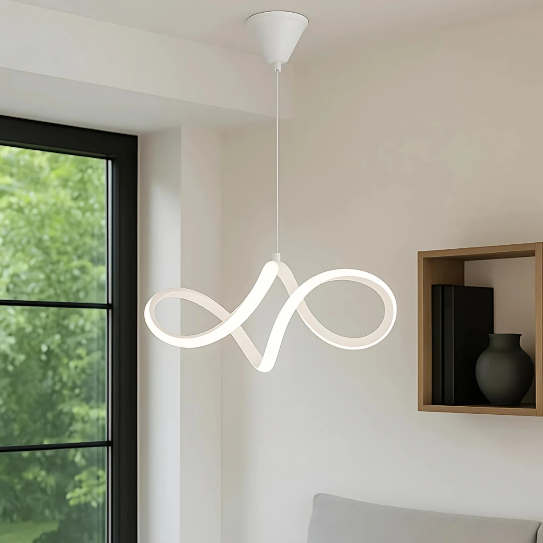 Casabella Mimari Tasarım Beyaz Sarkık Modern Ultra Power Beyaz Ledli Avize