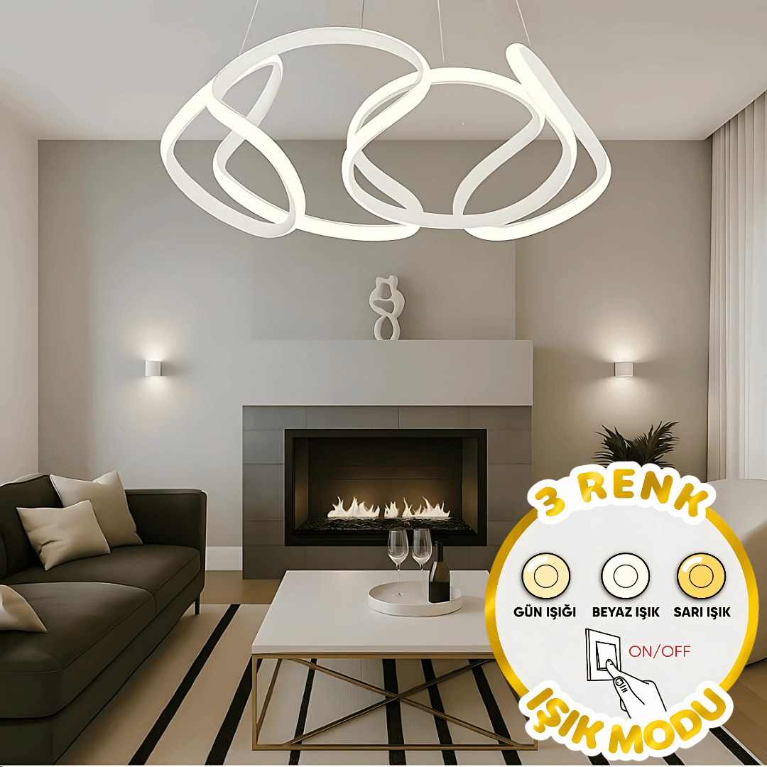 Artemis Beyaz Sarkıt 3 Renk Ledli Sarkık Ledli Avize Modern Led Avize 