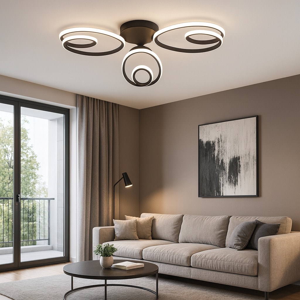 Lucca Siyah Modern Ultra Power Beyaz Ledli 3'Lü Plafonyer Ledli Avize