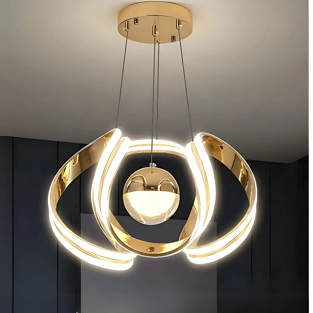 Angel Gold  3 Renk Ledli Modern Özel Tasarım Sarkıt Ledli Avize Salon Avizesi