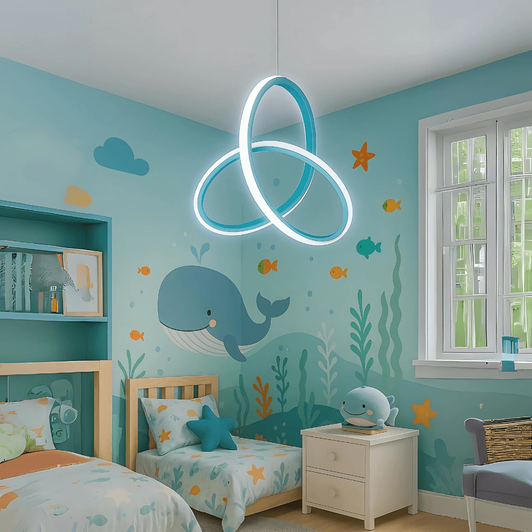 Asya Mavi Modern Ultra Süper Beyaz Ledli Avize Çocuk Odası Avizesi Led Avize