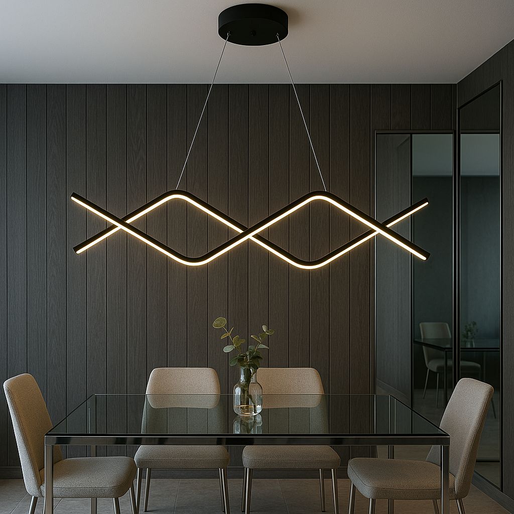 Cameron Mimari Tasarım 3 Renk Ledli Sarkk Modern Ledli Avize -80 cm 