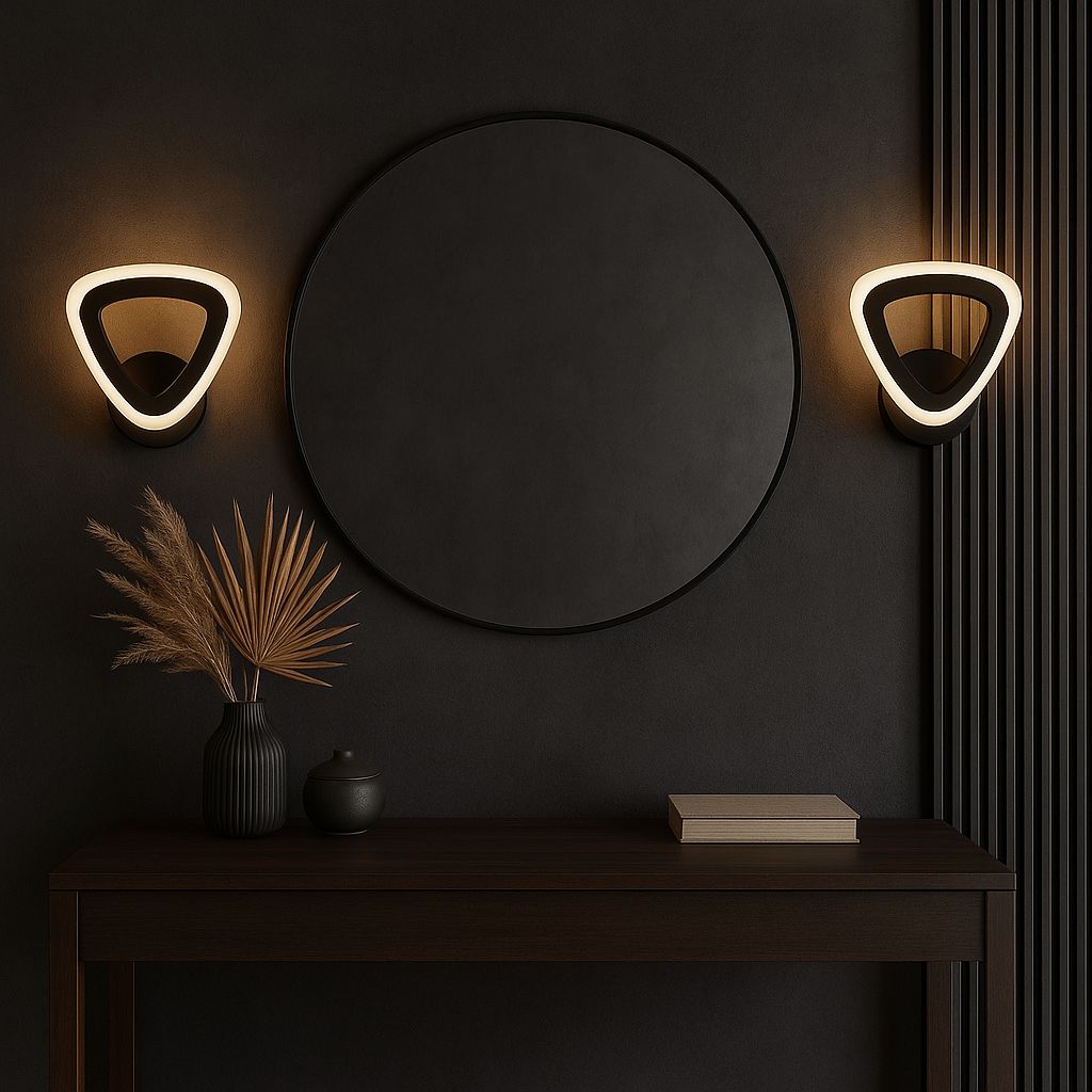 MS39006-1 Siyah Mimari 3 Renk Ledli Modern Aplik- Takım 2 Adet