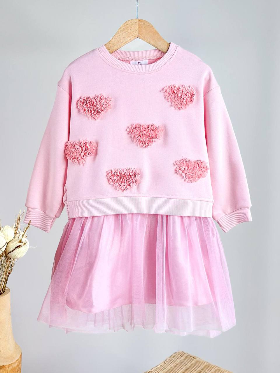 Love is Love Pembe Sweatshirt Elbise