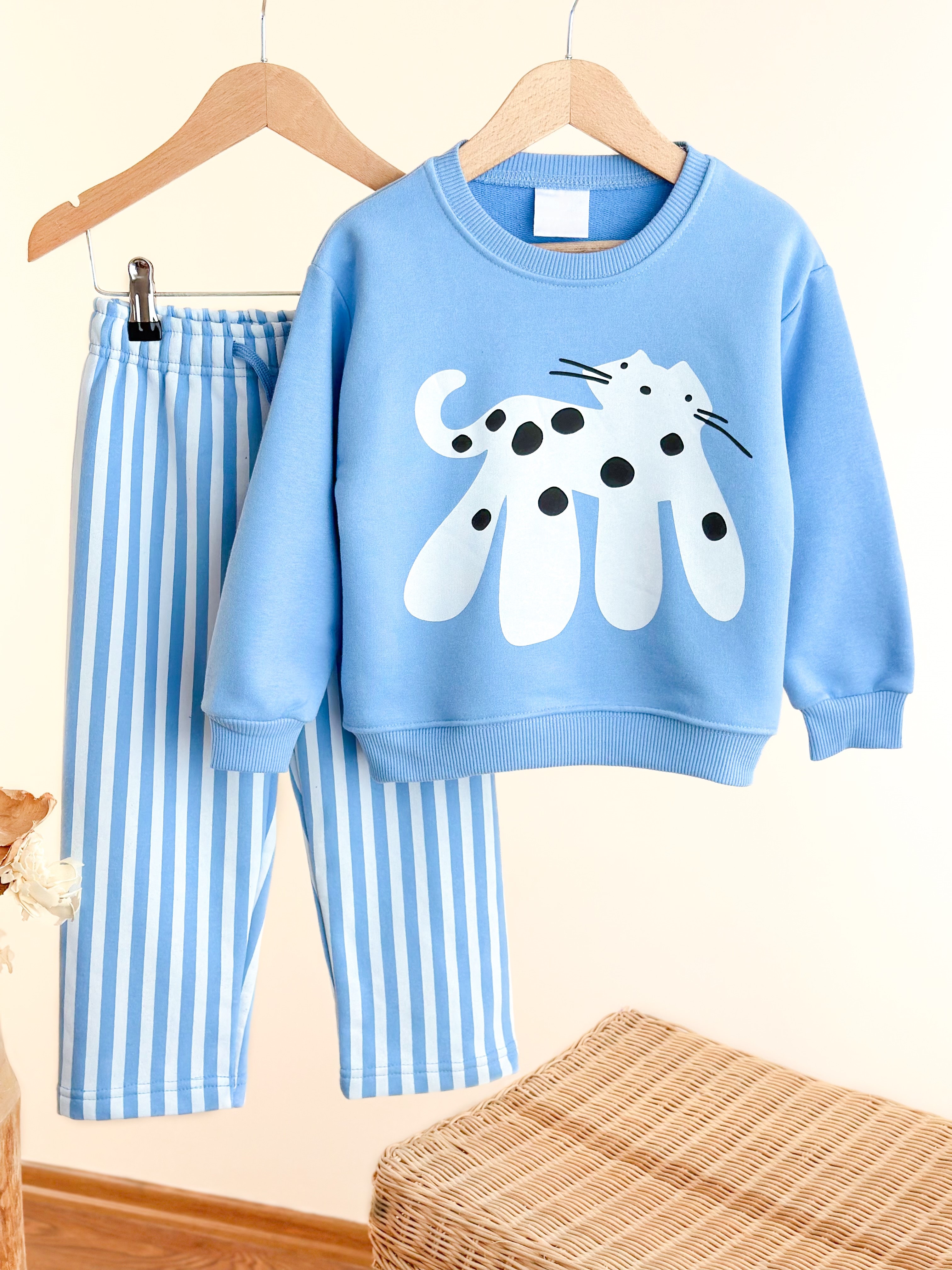 CUTE DOG Baskılı Sweatshirt ve 3 İplik Eşofman Takım