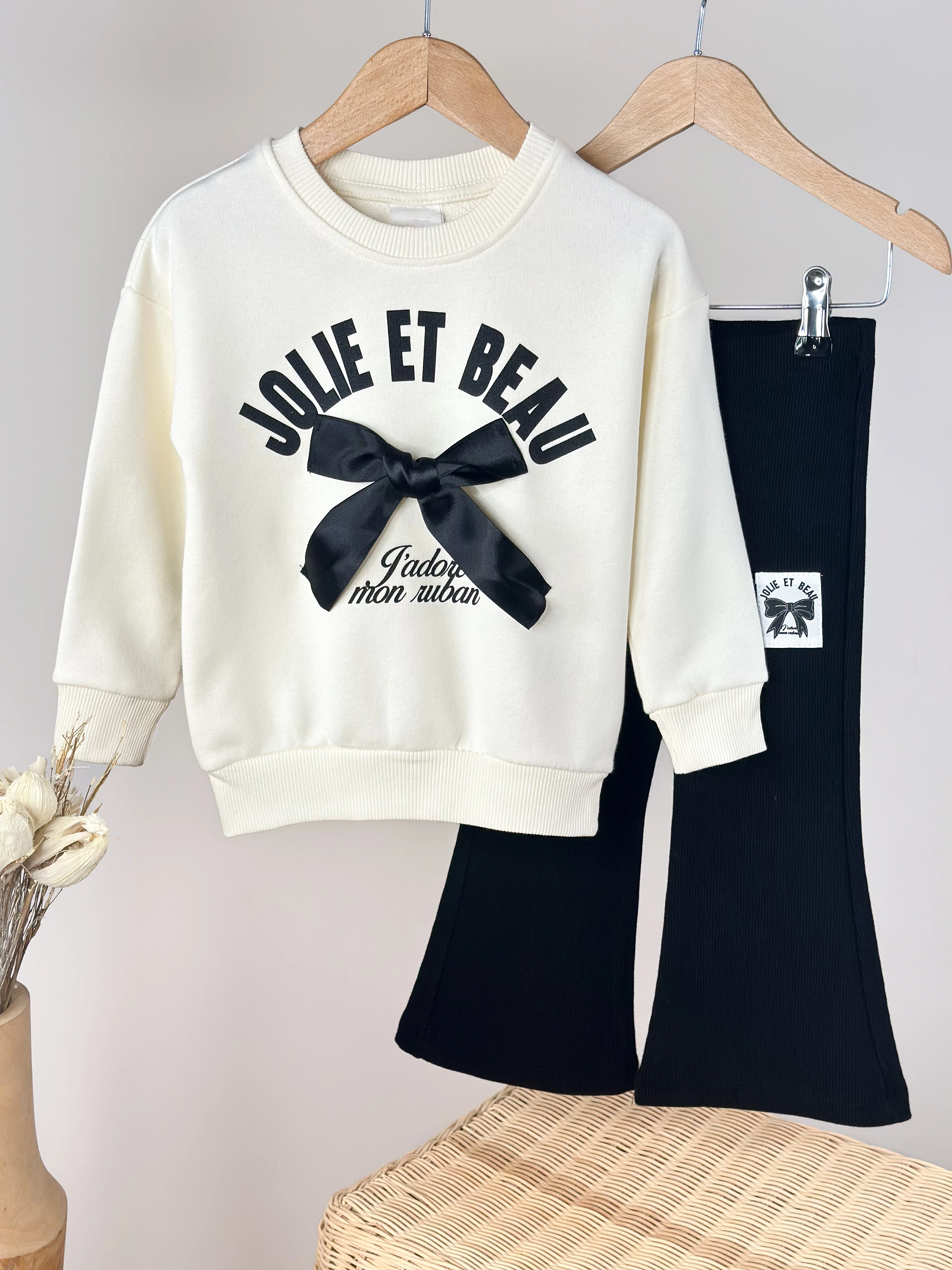 JOLIE Fiyonk Detaylı Sweatshirt ve İspanyol Paça Tayt Takım