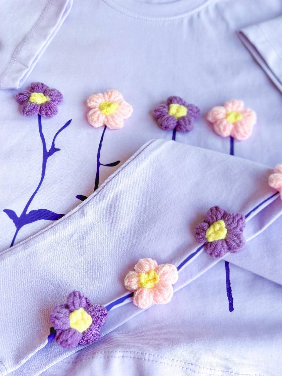 FLOWERS 3 Boyutlu T-Shirt ve Tayt Takım