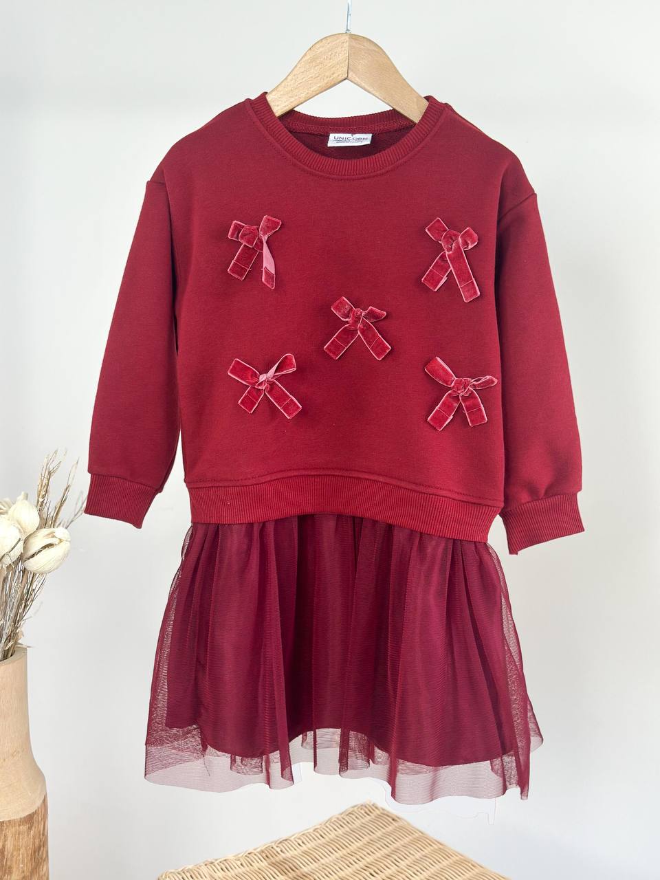 3 Boyutlu Fiyonk Detaylı Sweatshirt Elbise